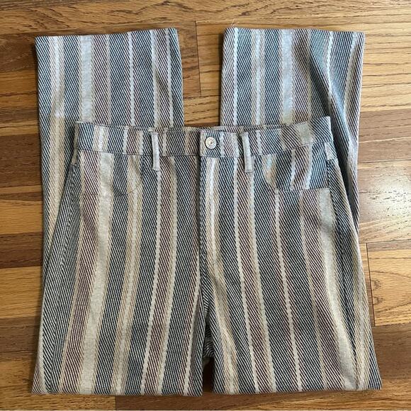 American Eagle Women’s Straight Striped Leg Pants, Stretch Knit, 6 Short - Picture 1 of 14